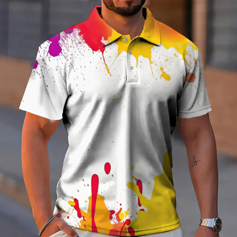 

Fashion Men‘ Polo Shirt 3d Gradient Printed Color Men Clothing Street Casual Short Sleeve Loose Oversize-Shirt Senior Sweatshirt