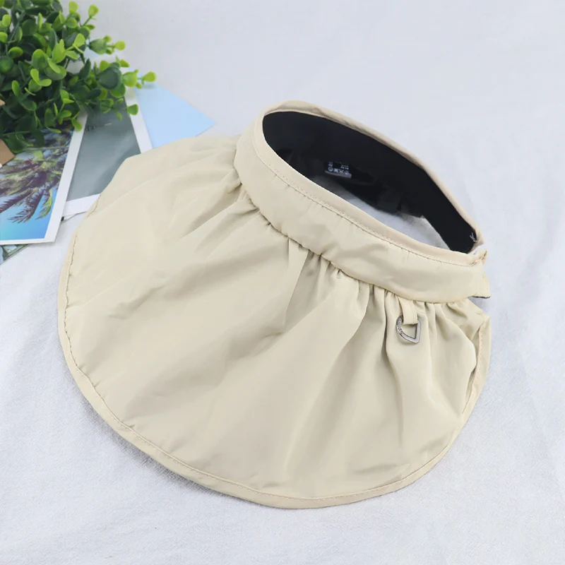 

Summer empty top hat Women's sunshade sunscreen hat Black rubber hat Beach outdoor hat Foldable shell hat