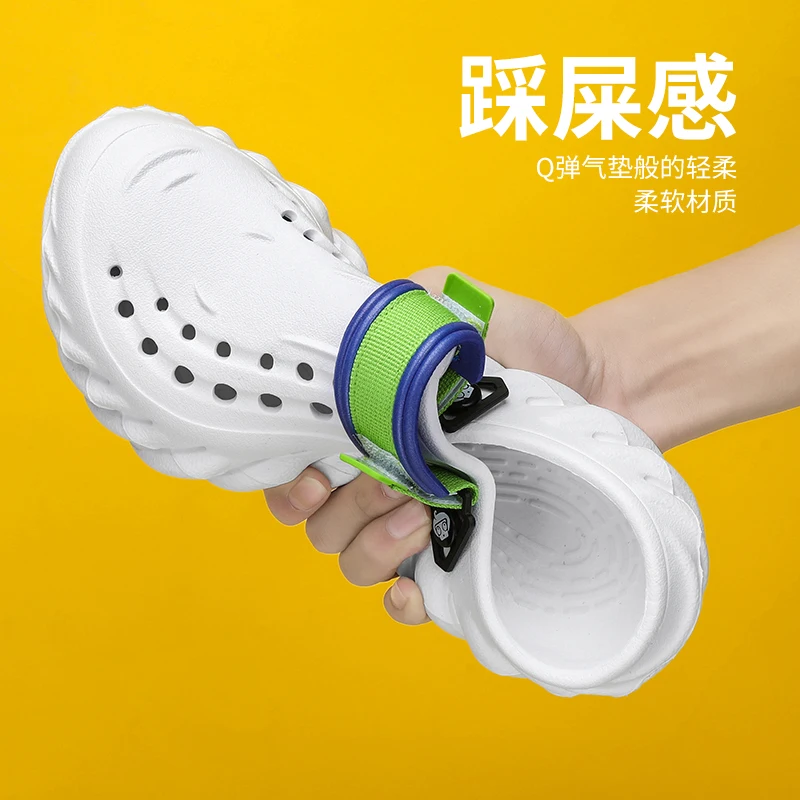 Мужские сандалии на плоской подошве платформе уличные шлепанцы для сада клоги