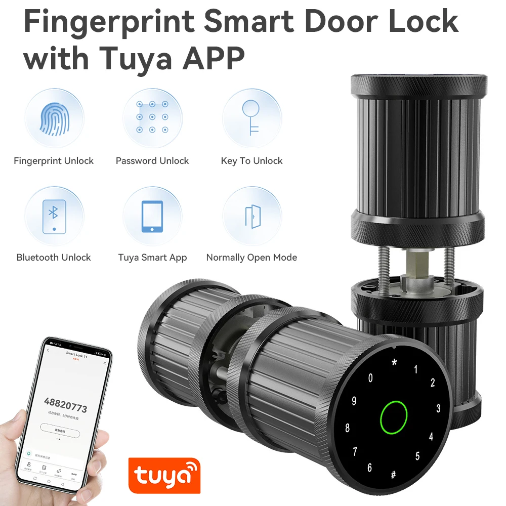 

Tuya WiFi Electronic Door Lock Biometric Fingerprint Lock Password Mobile Phone APP Unlock Remotely Smart Home Keyless Entry