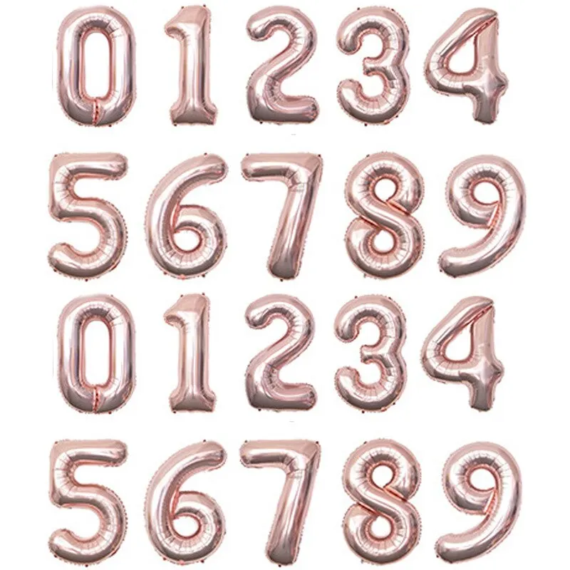 

Набор фольгированных шаров цифры 0-9 розового золота