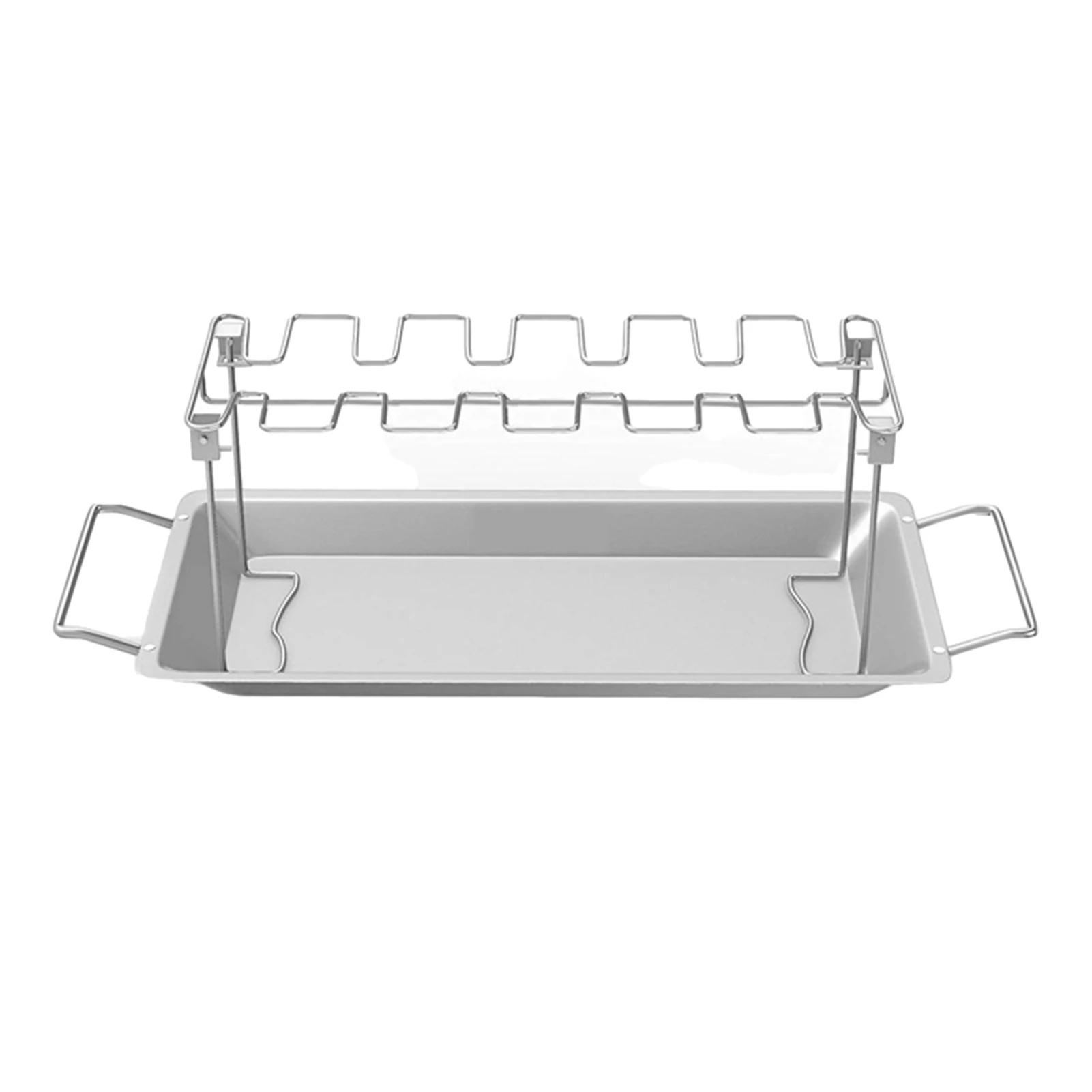

Chicken Leg Rack for Grill Foldable Stainless Steel Chicken Roaster Stand with Drip Tray Chicken Racks Drumsticks Holder 14