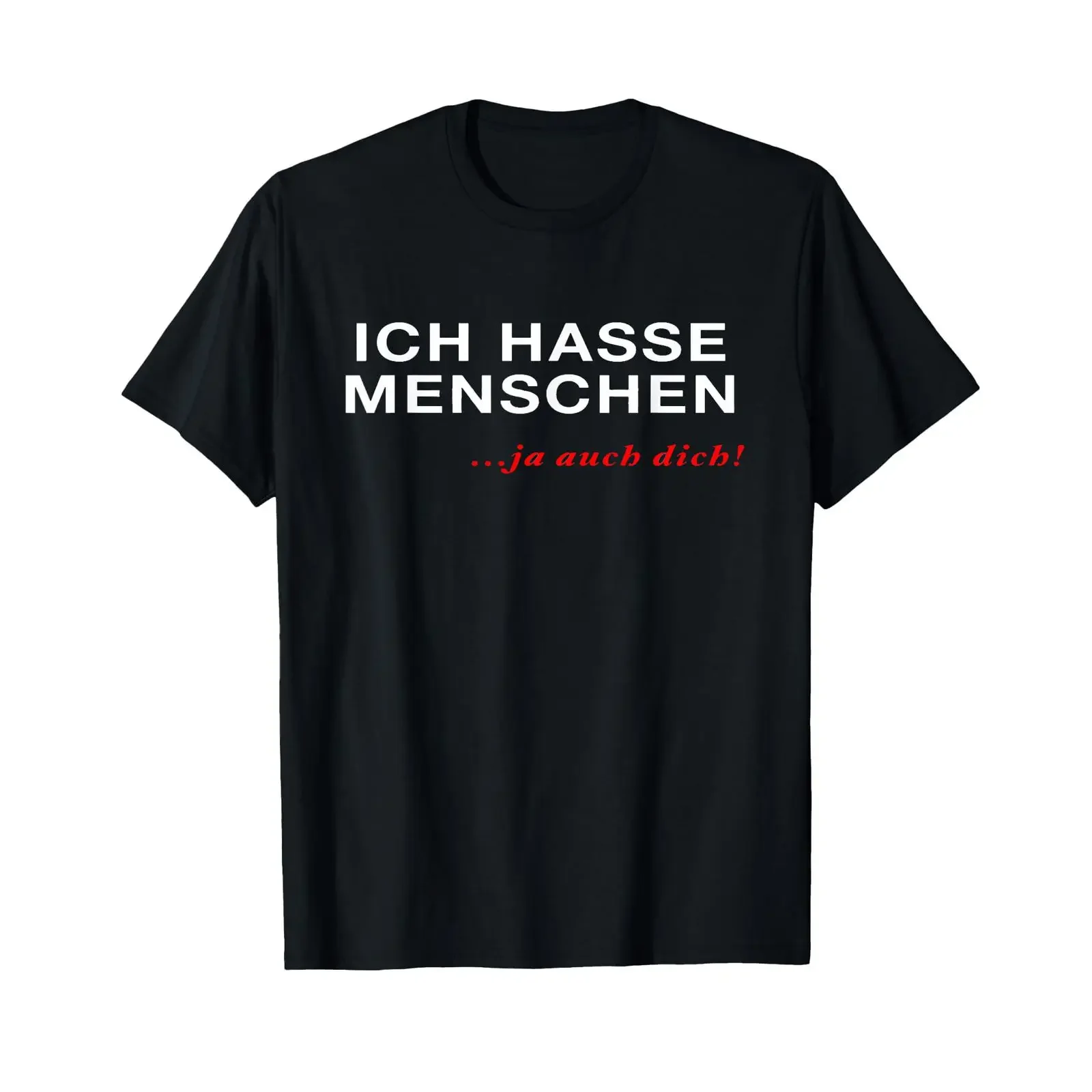 Фото Футболка с забавными надписями Ich Hasse Menschen Ja auch dich, винтажный топ с эффектом потертости для повседневной носки, дизайнерская одежда, мужская уличная одежда №1