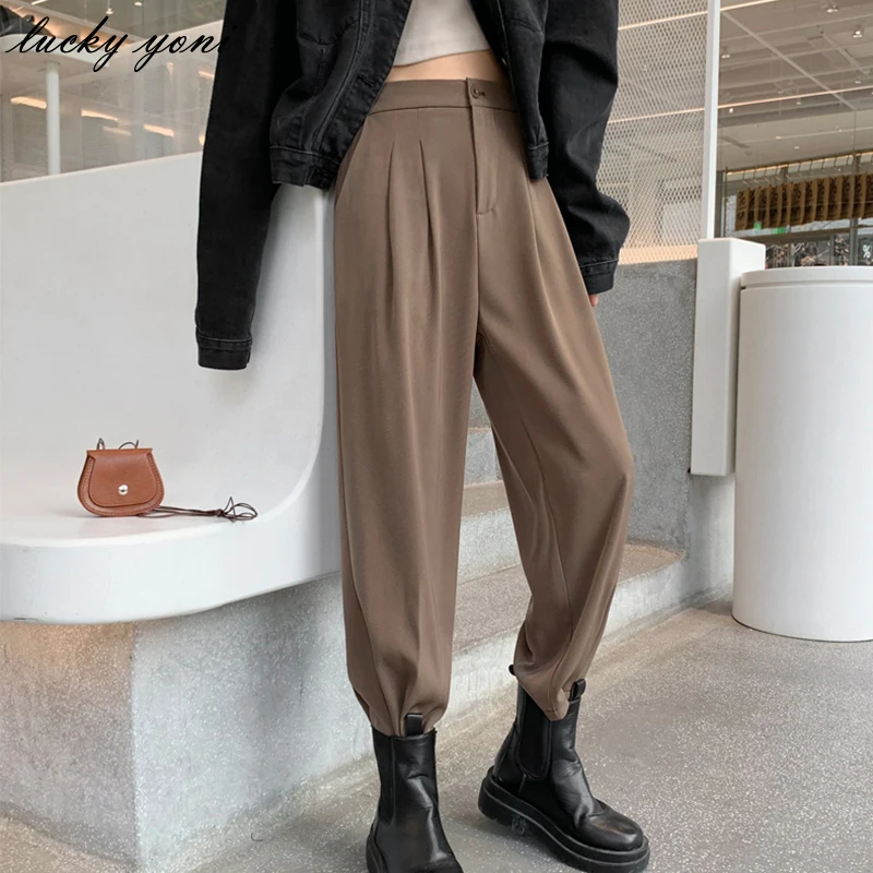

Yoni Korean Harem Pants Women Spring Casual Loose High Waist Solid Pant Female Trendy Streetwear All-match Trousers Ladies