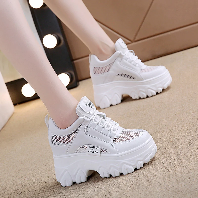 

Кроссовки женские на платформе с внутренним усилением, дышащие, для бега, тенниса, Вулканизированная подошва, летняя обувь, 2022