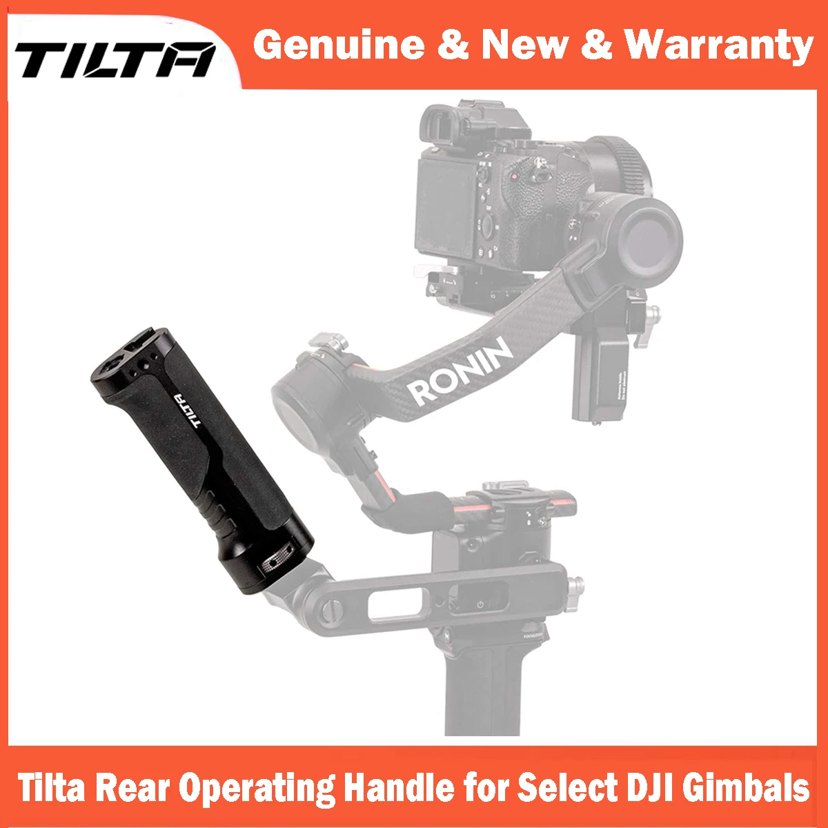 

Tilta TGA-BRH Rear Operating Handle Extended Grip Replaces Tripod for DJI RS3, RS3 PRO, RS2 and RSC2 Gimbal via Cold Shoe