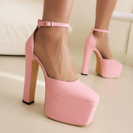 

Обувь на высоком каблуке больших размеров обувь на очень высоком каблуке с квадратным носком и толстой подошвой модная обувь, увеличивающая рост