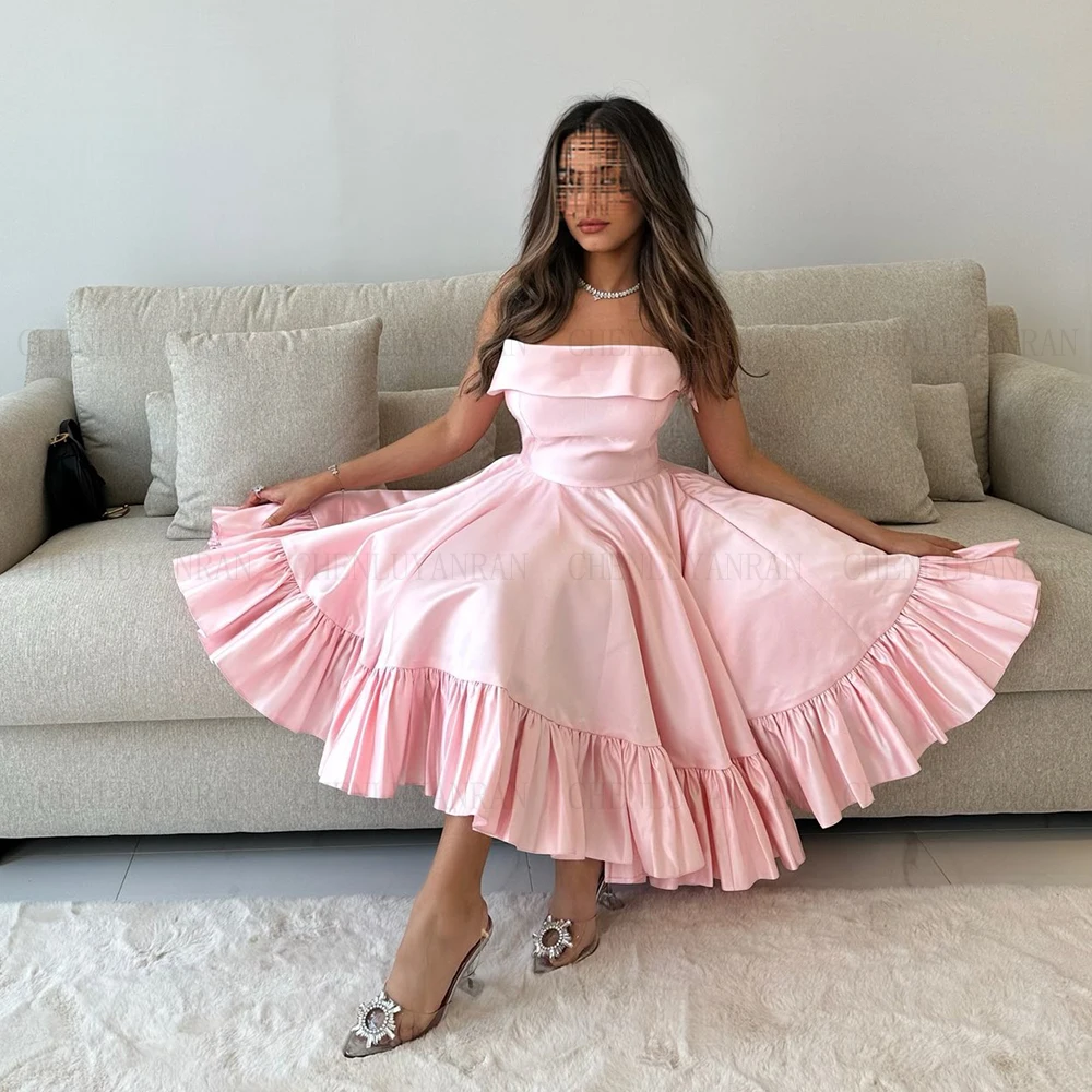 

Розовые деловые платья 2023, милое атласное платье без бретелек, женское платье без рукавов, ТРАПЕЦИЕВИДНОЕ элегантное вечернее платье, шикар...