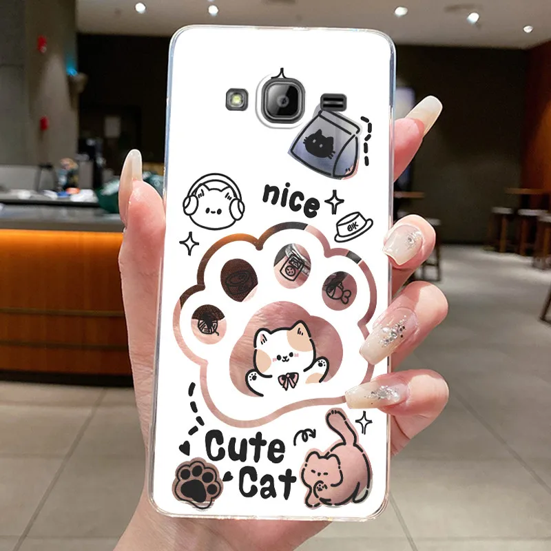 Фото Чехол для Samsung Galaxy J3 (2016) SM-J320F, эстетичный, модный, с милым котом, мягкая силиконовая задняя крышка, прозрачный чехол для телефона из ТПУ №3
