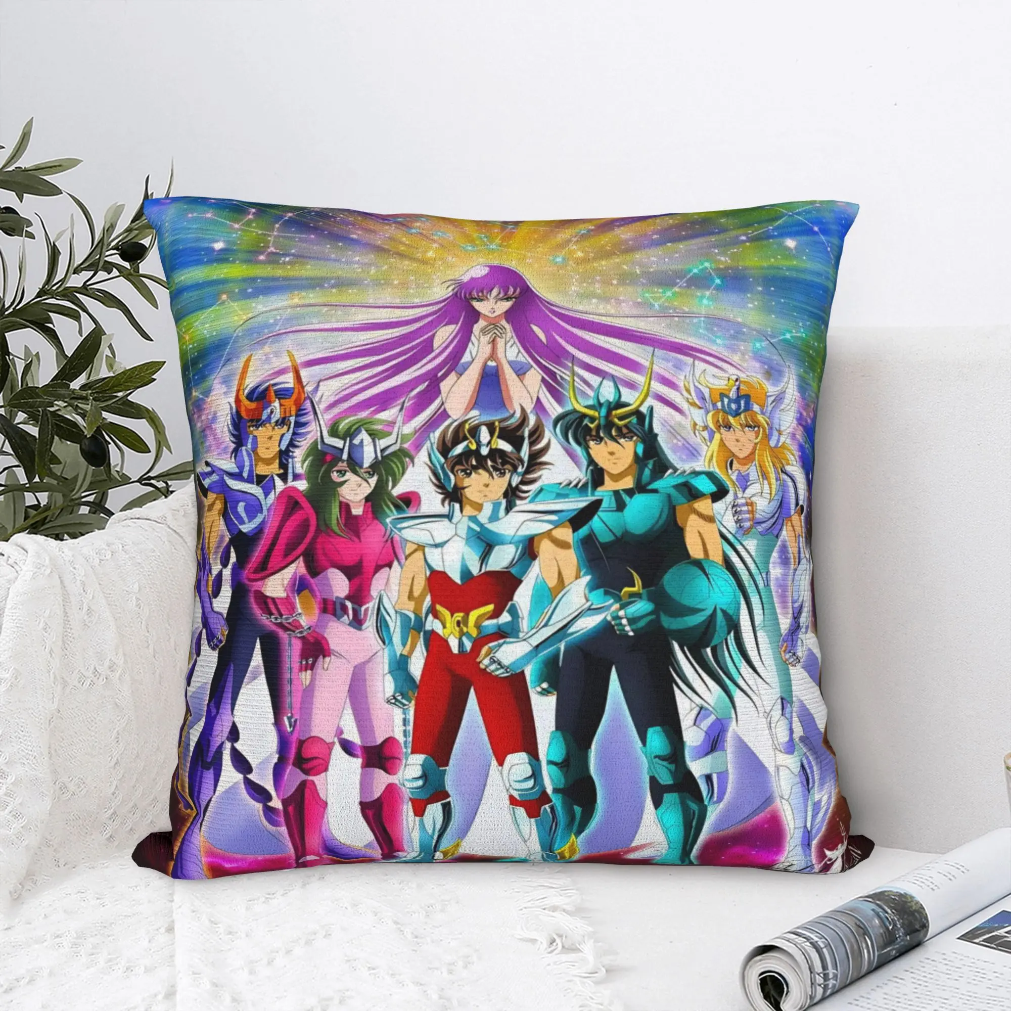 Фото Наволочка Saint Seiya Gold Saint Comfy, чехол для подушки для стула, дивана, домашнего декора, винтажные наволочки №1