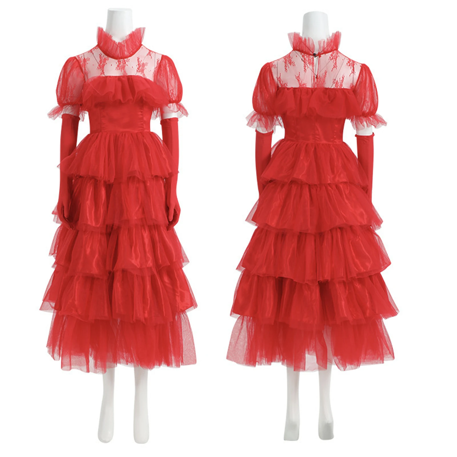 Костюм для косплея невесты Lydia Deetz средневековое красное свадебное платье