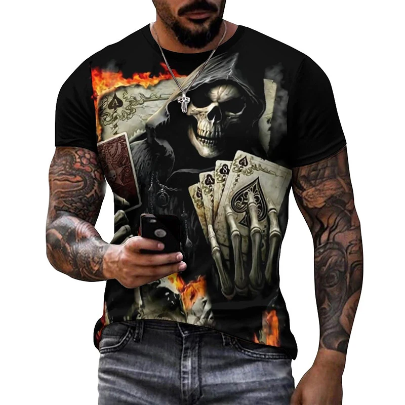 

Мужская футболка с 3D-принтом черепа в стиле панк