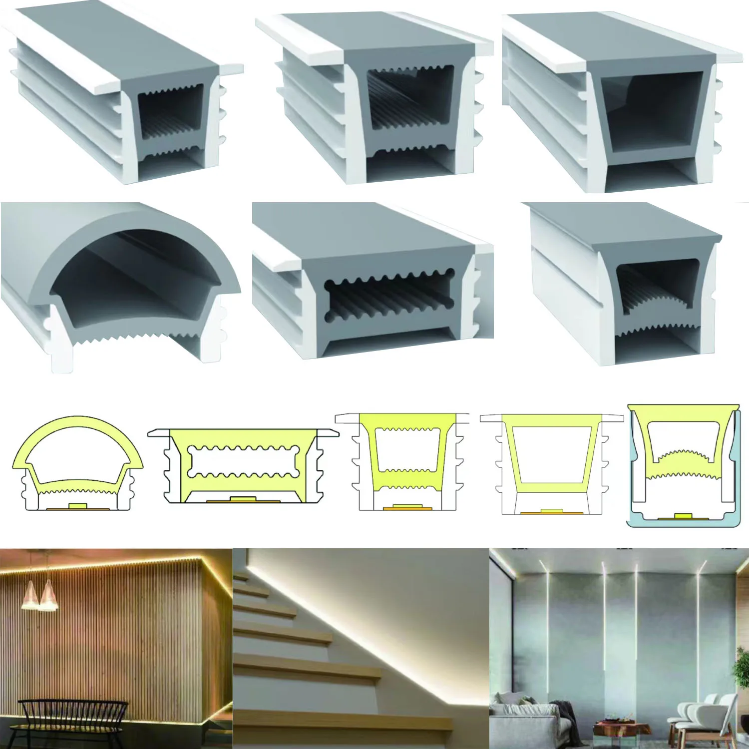 

Neon Led Strip Tube Silicone Gel Sign Covering Recessed Tube for WS2811 WS2812B WS2815 Indoor Ceiling Wall Decor Lights