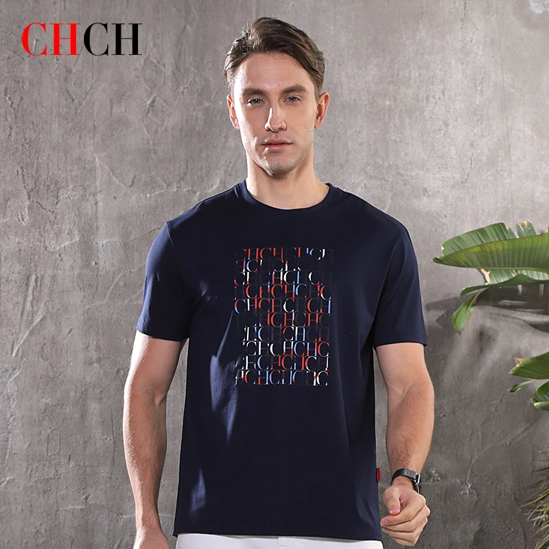 CHCH Men's Short Sleeve Shirt Polo Shirt Turn Leader Fashion Summer High Quality Printed Cotton Slim Fit Men's T-Shirt 27 Colors
