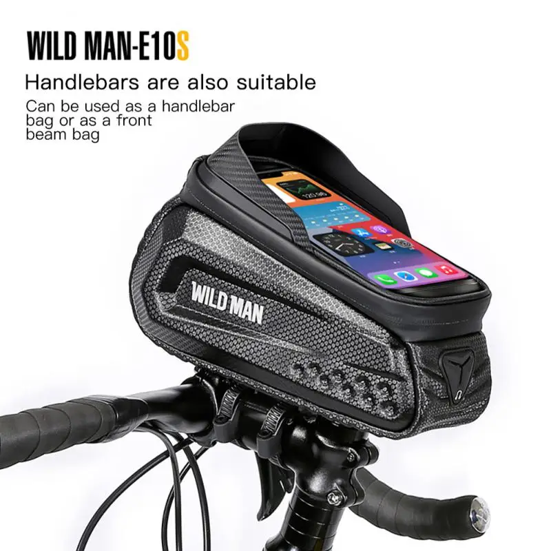 

Hard Shell Carbon Lines Saddle Bag Upper Tube Bag 1l Sensitive Touch Screen Large-capacity Bicycle Bag Mobile Phone Bag Black