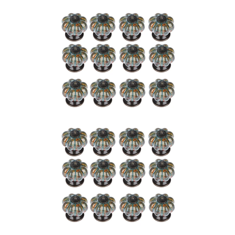 

24 шт. керамическая дверная ручка Античная Тыква для шкафов шкаф комод кухонные мебельные ручки (синий)