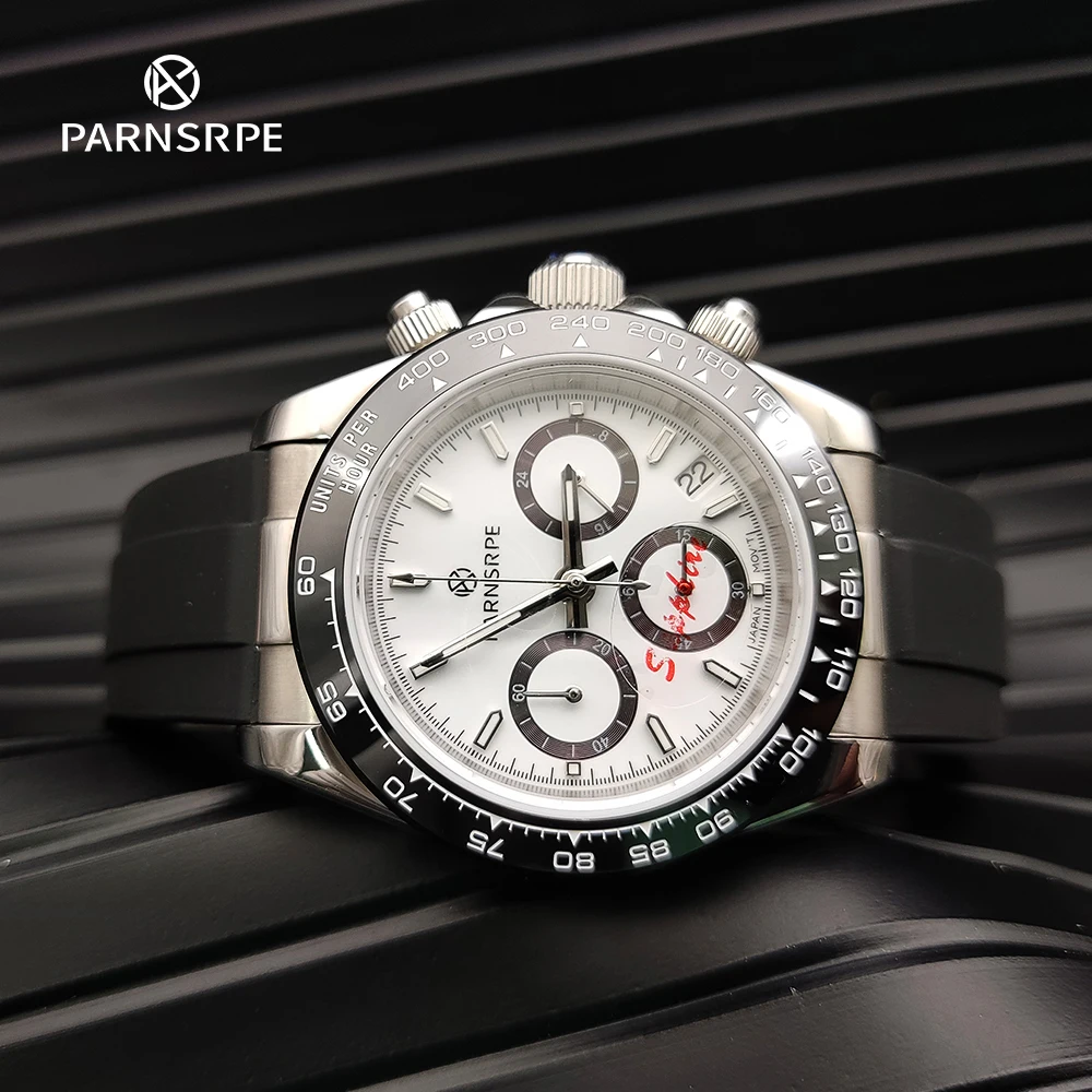 PARNSRPE Brand Sports Casual Quartz Watch Luxury Sapphire White Men's Waterproof Watch New Fashion Men's Chronograph