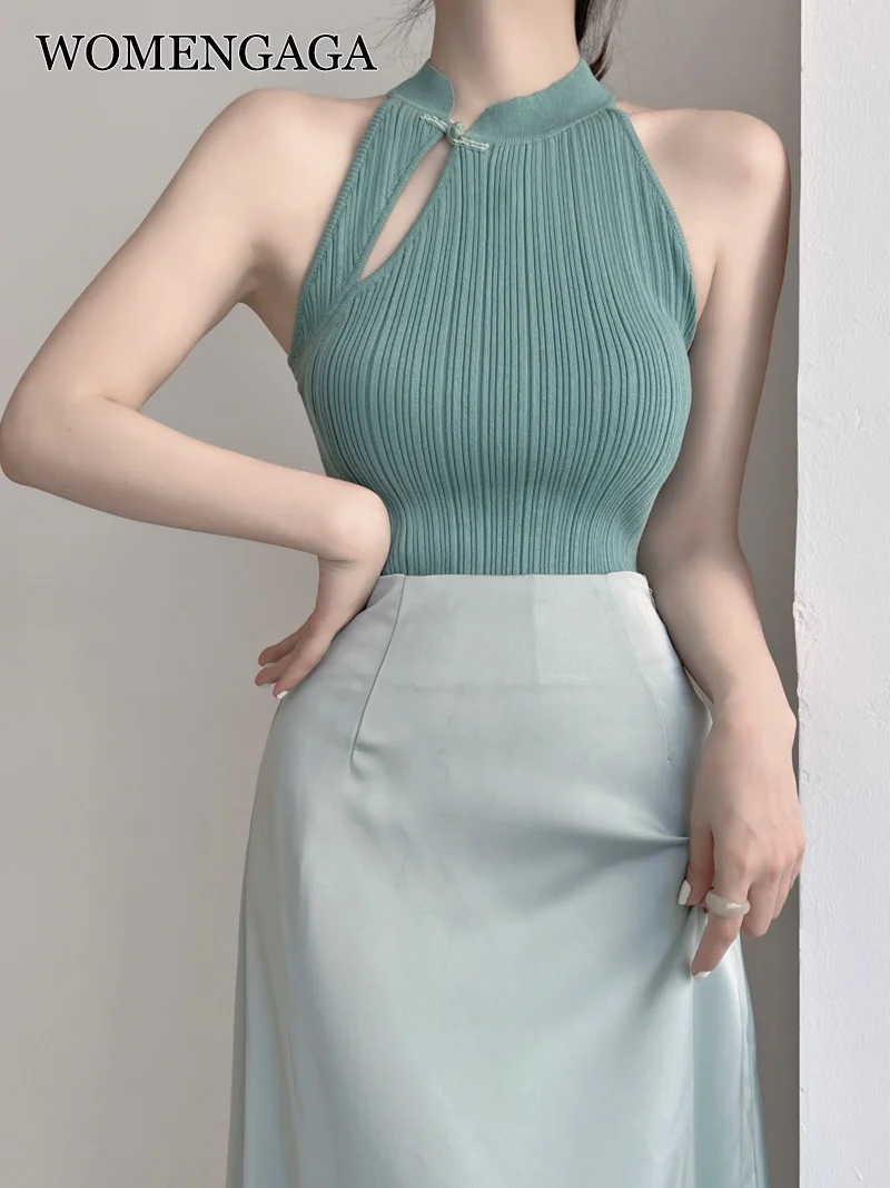 

Женский облегающий топ на пуговицах, тонкий облегающий топ в китайском стиле для лета, C8JD