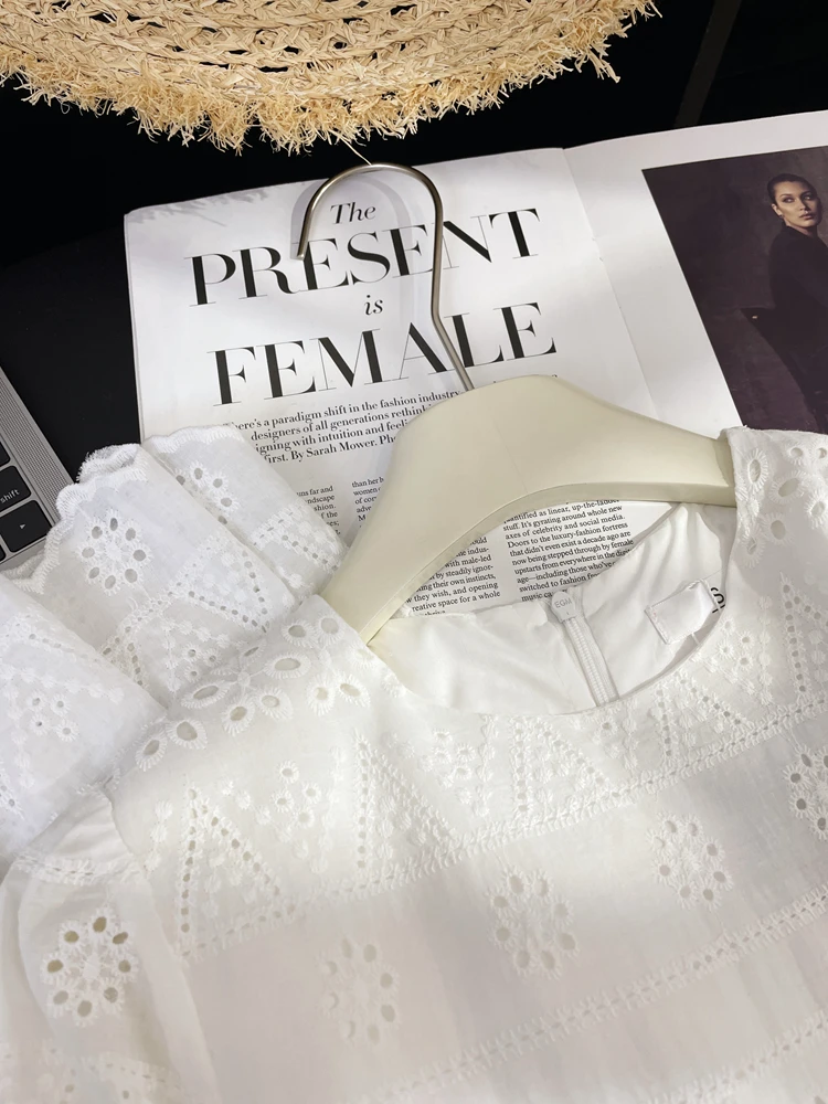 Лето 2024 морское праздничное платье без рукавов феи корейское вязаное крючком