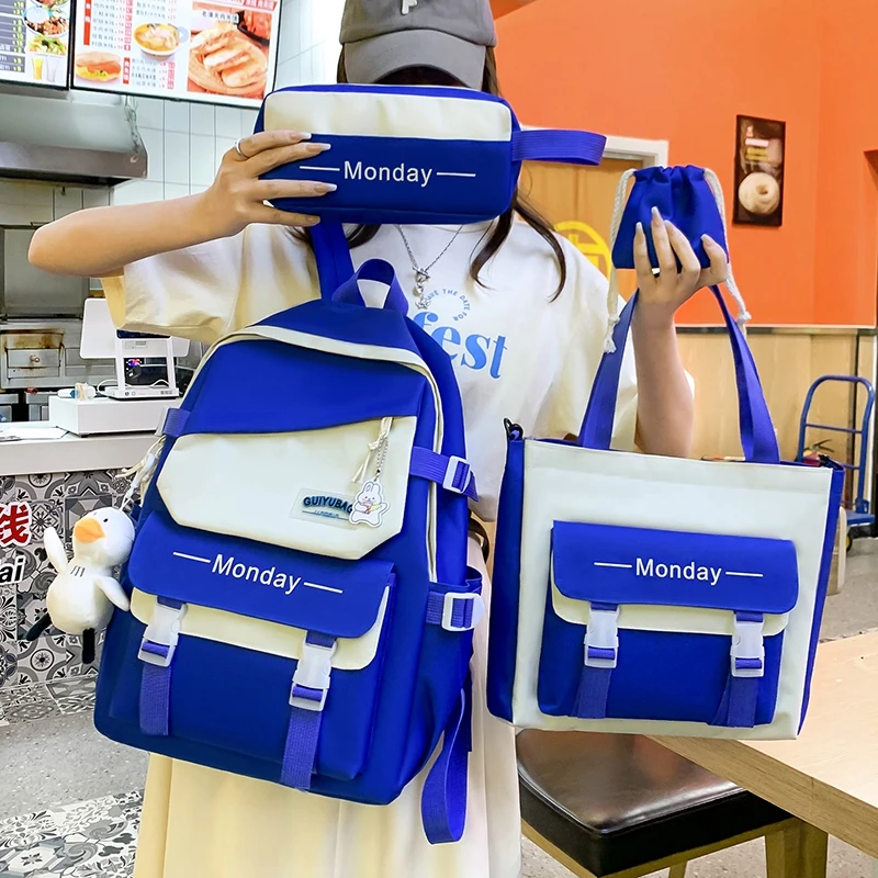 4 комплекта/шт. женский рюкзак для ноутбука школьные рюкзаки с лентами милый