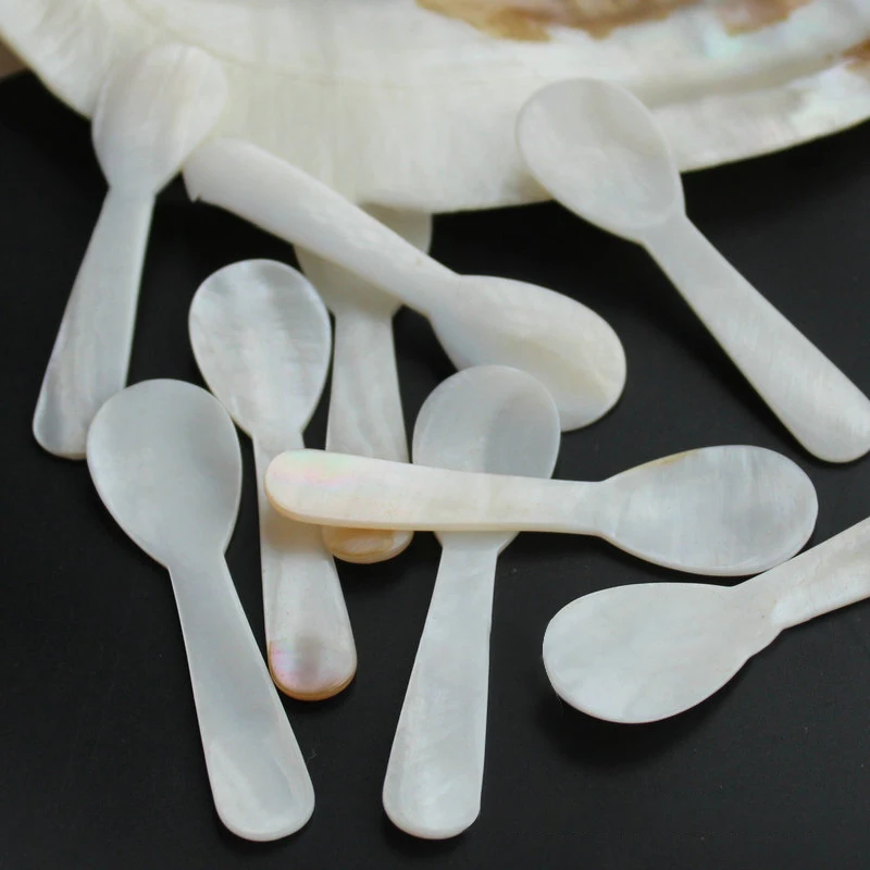 

1PC Natural Conch Shell Ice Cream Coffee Spoon Caviar Spoon Mother of Pearl Seashells Stirring Spoons Teaspoon Kitchen Tool