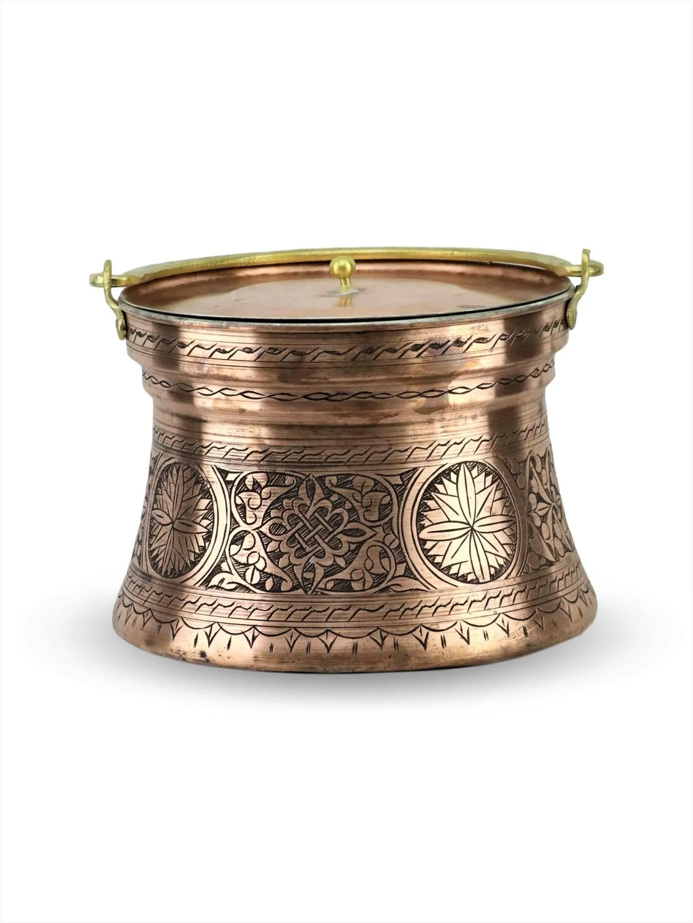 

Morya Yogurt Copper Bucket with Lid Handmade Multi Purpose Pot for Stocking Container Utensils Kitchen Accessories 5L