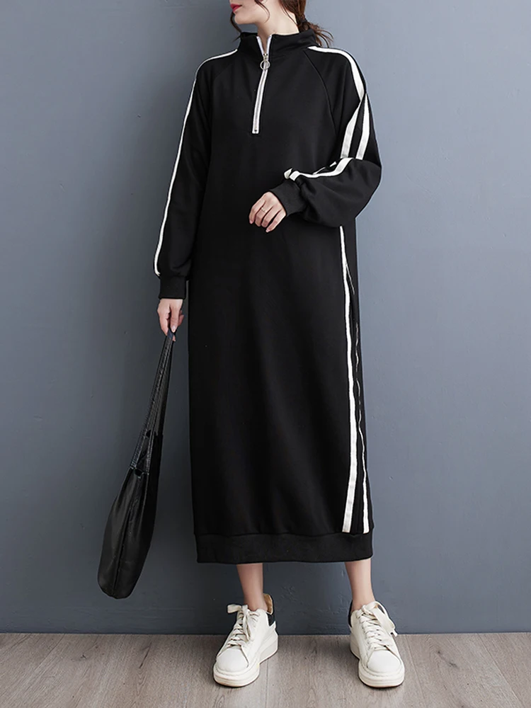 Женское длинное платье с высоким воротом NYFS свободное в Корейском стиле длинным