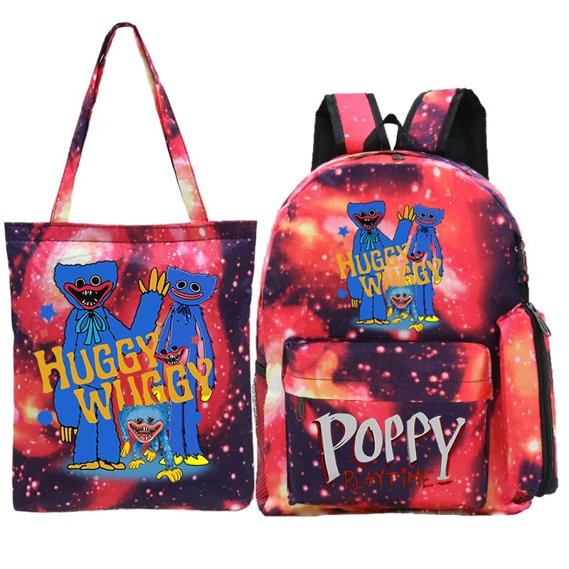 

Poppy Playtime Huggy Wuggy Cartoon School Bag Pencil Bag Teenager Game Bookbag 3 Sets Children School Backpacks Laptop Backpack