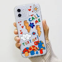 ins rainbow mushroom phone case for iphone 13 12 11pro x xs xr max 6 7 8 plus se22 transparent soft tpu shockproof back cover
