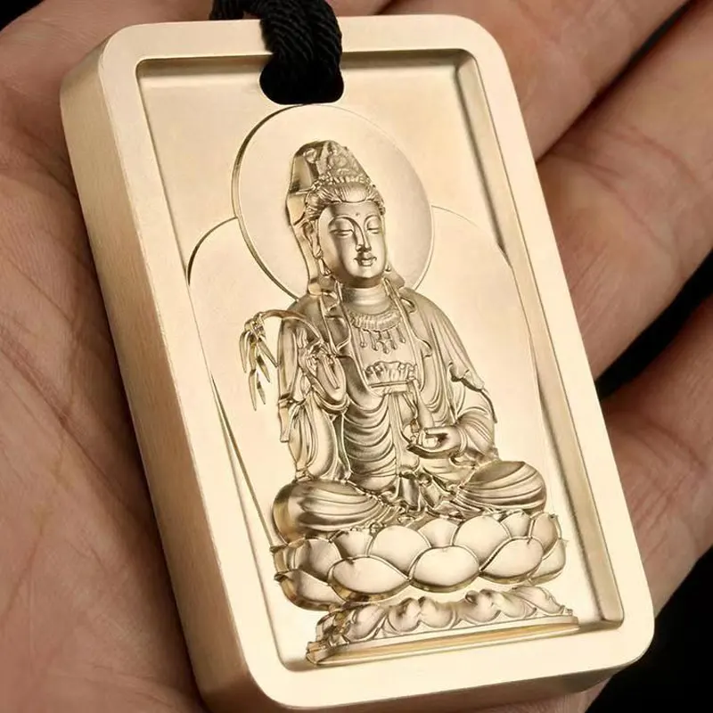

Buddhist Pendant Sitting Statue Guanyin Bodhisattva Lotus Platform Brass alloy Pendant Buddhist Pendant Exquisite Accessories