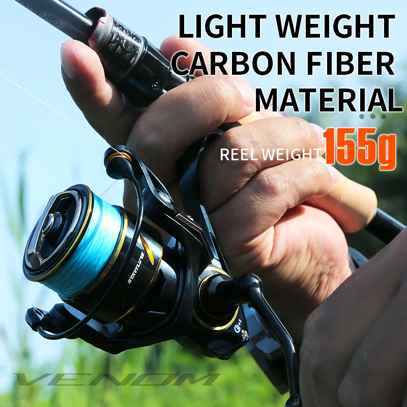 Катушка рыболовная компактная карбоновая с винтом и ручкой 5 кг