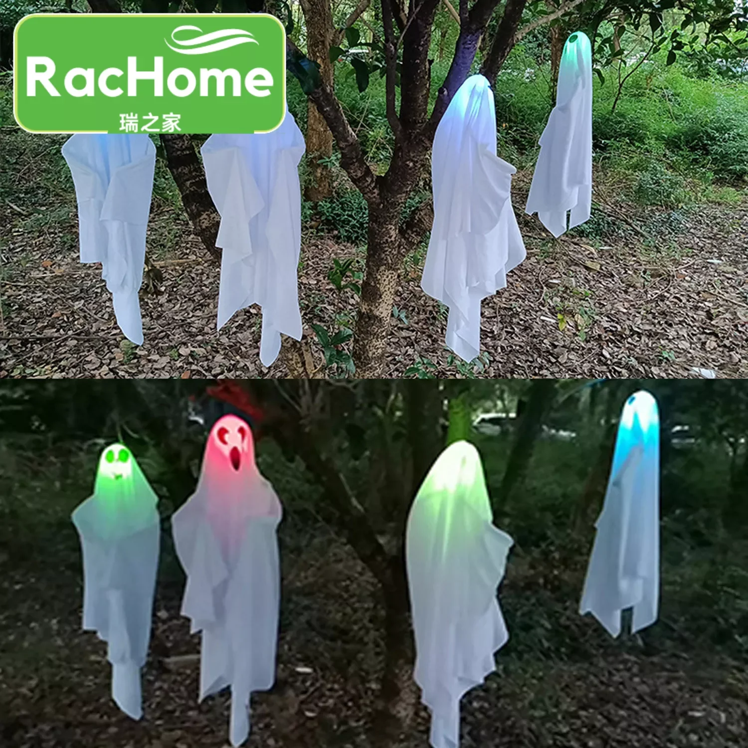 

3pcs Halloween Ghost Hanging Decorations Creepy Tree Window Wall Ornament Horror Light Up Ghost Pendant Party Decoration Props
