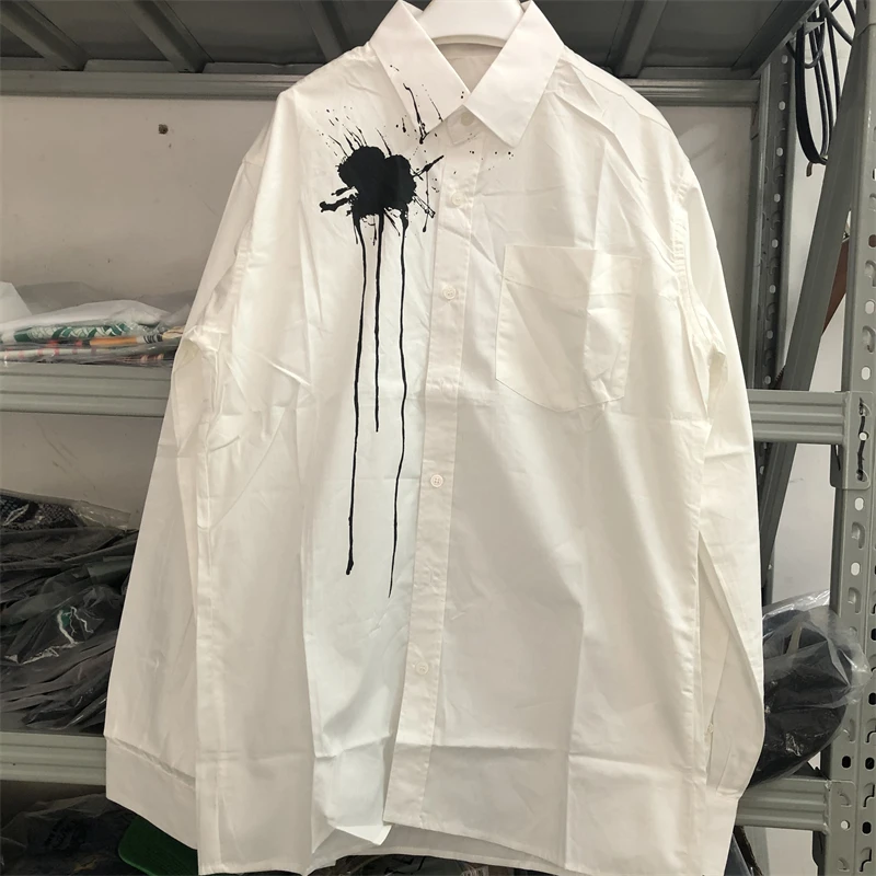 

MM6 Margiela Speckle Printing Shirts Men Women Shirt Oversize Long Sleeve Blouse