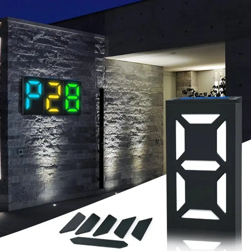 Outdoor Door Number Led Solar Panel Light Sign Outdoor Address Sign Exterior Door Number Door Sign Digital Door Sign Lighting