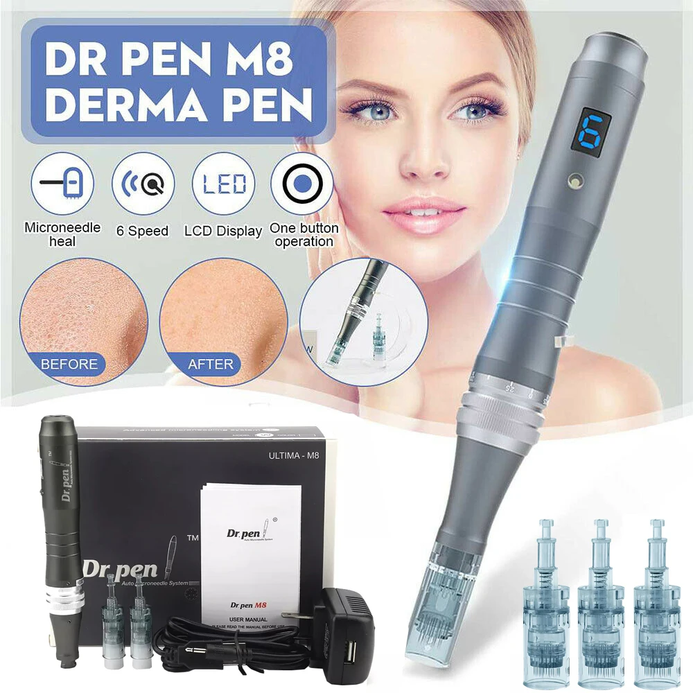 

Ultima M8 Dr Pen Micro Needle Wireless Skin Derma Microneedle Pen Skincare Kit MTS Treatment Rejuvenation Machine