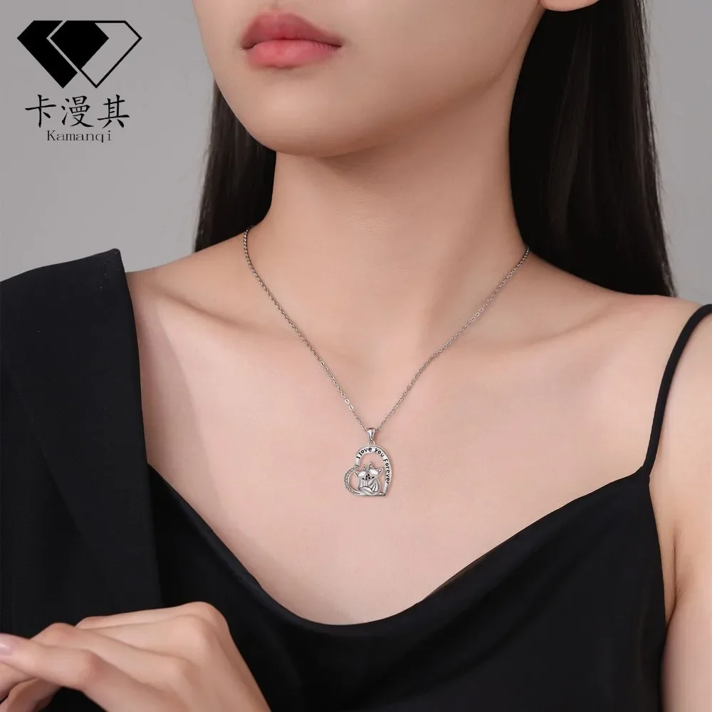 Креативное ожерелье с подвеской в форме лисы сердца для женщин милые ювелирные