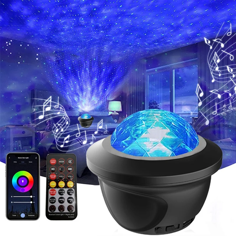 

1Set Black Star Projector Lamp Galaxy Projector Lights Built-In Bluetooth-Speaker For Home Bedroom Decoration Kids Daygift