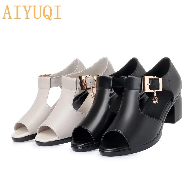 AIYUQI Female Gladiator Sandals Plus Size 41 42 43 43 Genuine Leather Women Summer Sandals 2023 New High-heel Sandals Women