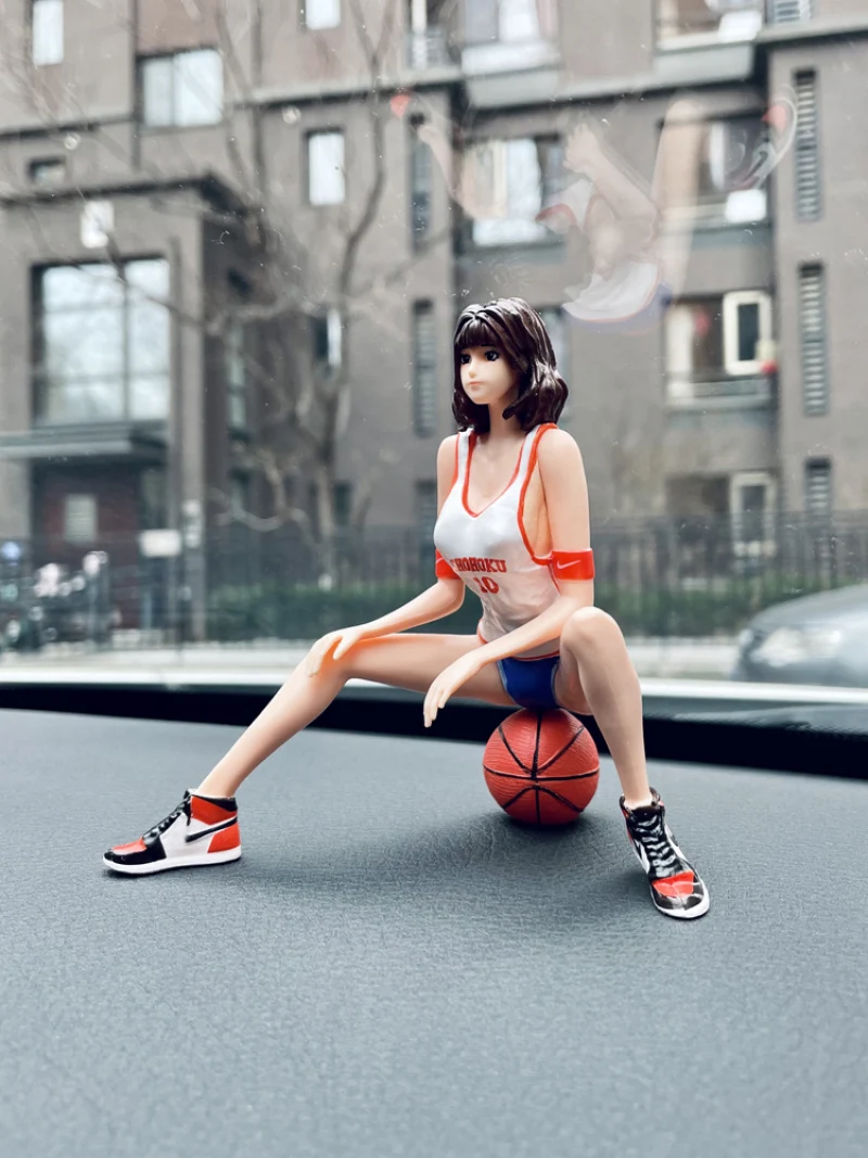 

10CM Anime Kawaii Slam Haruko Akagi Dunk Sitting Posture Doll PVC Basketball Action Figure Car Decoration Model Toys