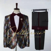 jeltonewin groom wedding suits tuxedo 2022 latest coat pant design custom made costume homme floral formal men suits for wedding