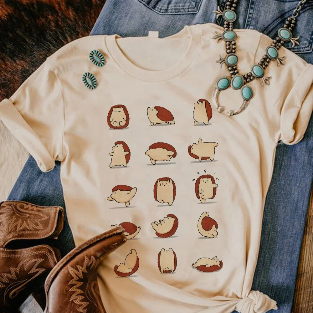 

Hedgehog t shirt women Y2K Japanese summer tshirt girl streetwear manga clothing