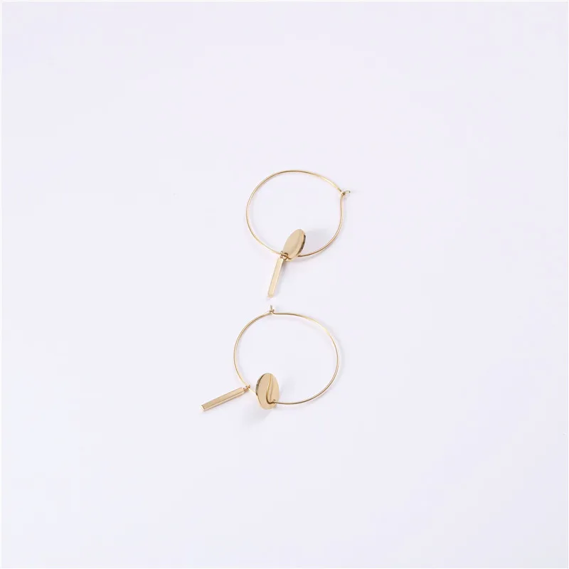 Designer Titanium Steel Gold Plating Retro Sweetheart Asymmetric XINGX MediumhoopCircle Earrings