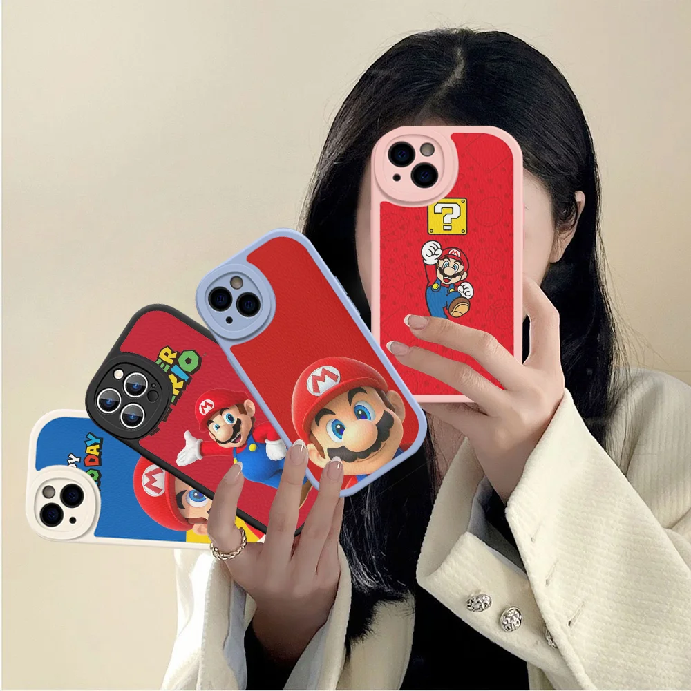 M-Mario B-Bros Game Phone Case Hard Leather For IPhone 16 15 14 13 12 Mini 11 Pro Max Xs X Xr 7 8 Plus Fundas