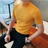 Autumn New Short Sleeve Knitted Sweater Men Clothing 2022 All Match Slim Fit Stretched Turtleneck Casual Pull Homme Pullovers 2