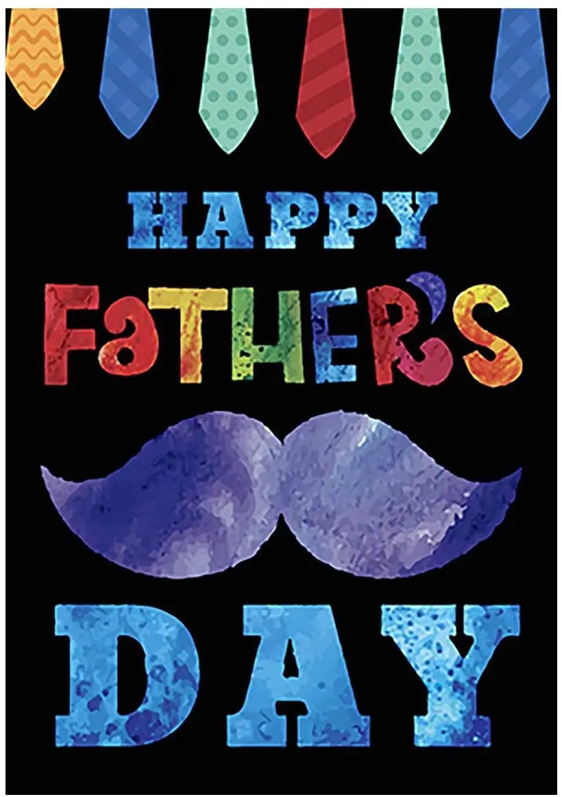 

Happy Father's Day Garden Flag Double Sided Colorful Tie and Mustache Yard Outdoor Decoration Banner for Outside House Yard Home