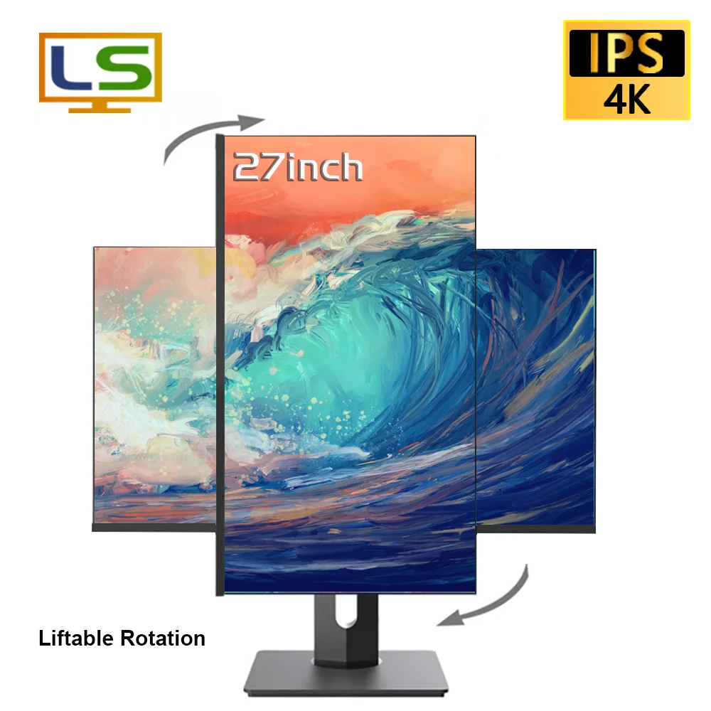 

27inch Computer Monitor PC 4K UHD Monitor 60Hz IPS 1ms Adaptive-Sync VESA Mounting 100%sRGB Game Monitors HDMI-compatible/DP