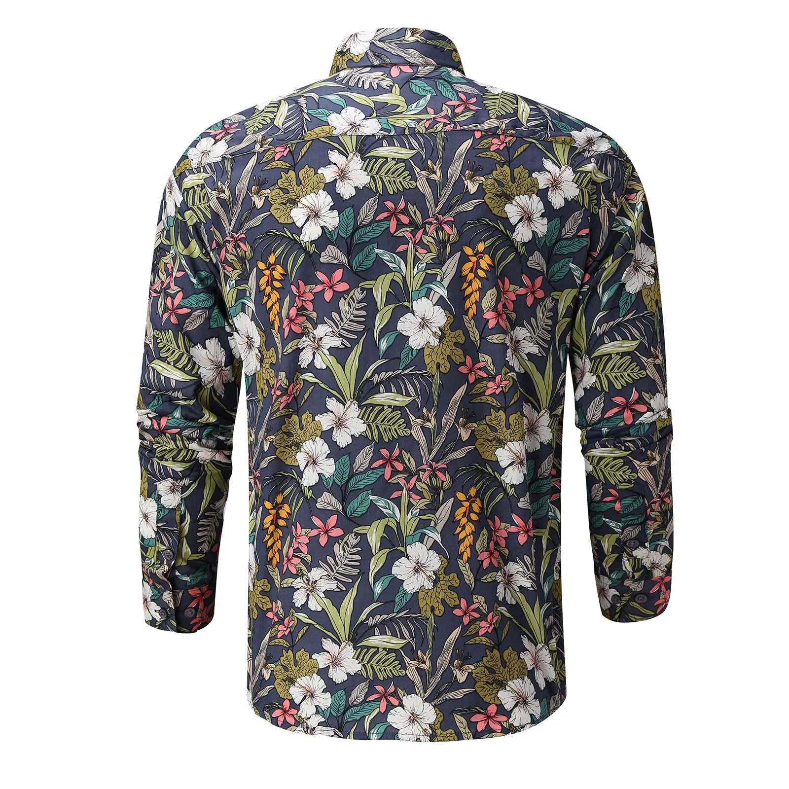 

Men's Spring And Summer Shirts Top Long-sleeved Hawaiian Top Floral Print Shirt Beach Button Soft Work Mens Small Purple Shirt