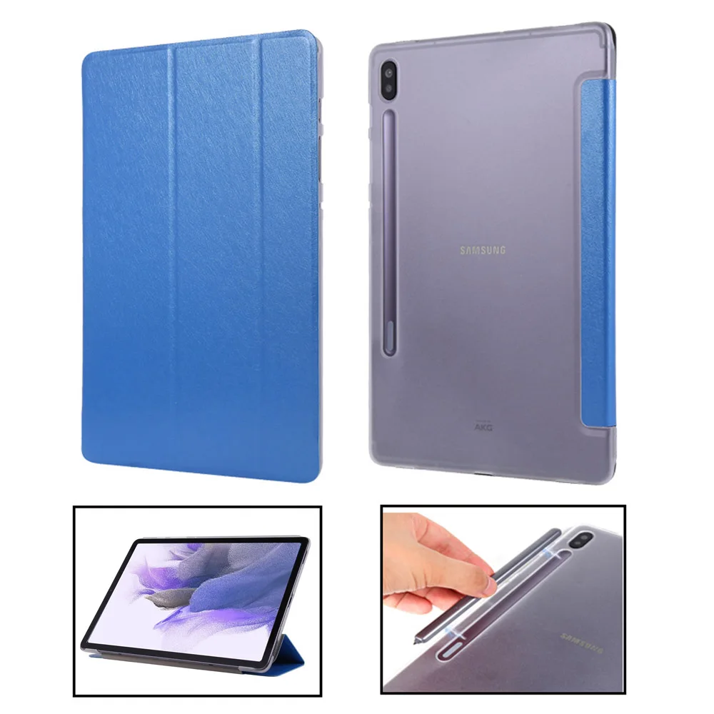 

Чехол для планшета Samsung Galaxy Tab S7 FE 12,4 2021 дюйма, женская модель, трехскладной Шелковый Стильный флип-чехол из искусственной кожи с подставкой