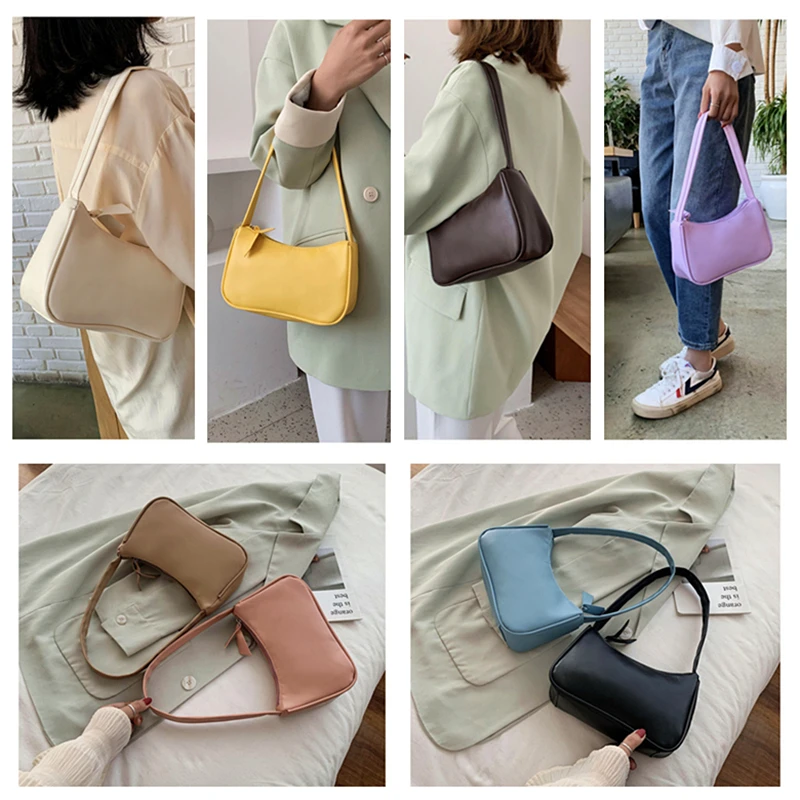

Fashion Retro Totes Bags for Women Solid Color Vintage Handbag Female Small Subaxillary Bags Passport cover Baguette bag Handbag