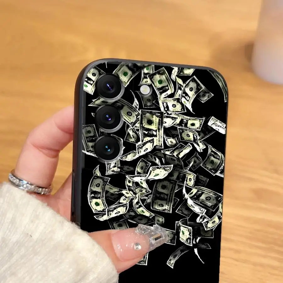 Фото Чехол Dollar Money для Samsung Galaxy A32 A23 A53 A41 A22 A52 A24 A55 A26 A72 A25 A71 A36 A51 A73 A35 Черный мягкий чехол для телефона №4